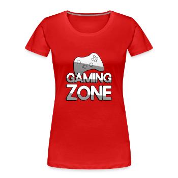 GAMING ZONE + Controller - Gaming - Frauen Premium Bio T-Shirt - Rot - Vorne - Mia (176cm)
