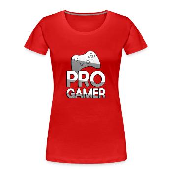 PRO GAMER + Controller - Gaming - Women's Premium Organic T-Shirt - red - Front - Mia (176cm)