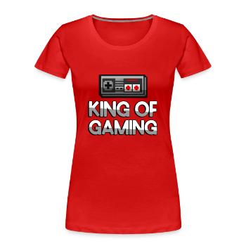 KING OF GAMING + NES Controller - Gaming - Frauen Premium Bio T-Shirt - Rot - Vorne - Mia (176cm)
