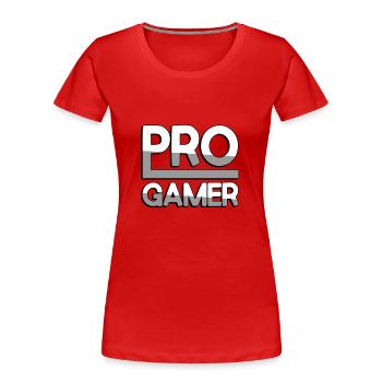 PRO GAMER (White) - Gaming - Women's Premium Organic T-Shirt - red - Front - Mia (176cm)