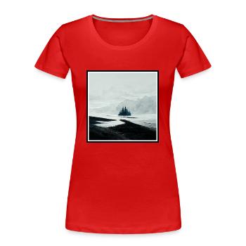 Einsame Landschaft - Frauen Premium Bio T-Shirt - Rot - Vorne - Mia (176cm)