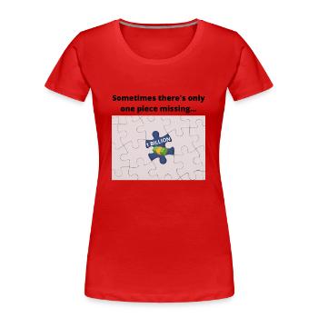 Parfois, il n’y a que quelque chose qui manque DE L’ARGENT - T-shirt bio Premium Femme - rouge - Devant - Mia (176cm)
