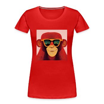 Singe rouge avec des lunettes de soleil fraîches - T-shirt bio Premium Femme - rouge - Devant - Mia (176cm)