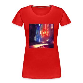 Future City - Women's Premium Organic T-Shirt - red - Front - Mia (176cm)