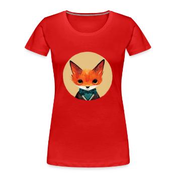 Petit renard avec mouche en cercle - T-shirt bio Premium Femme - rouge - Devant - Mia (176cm)