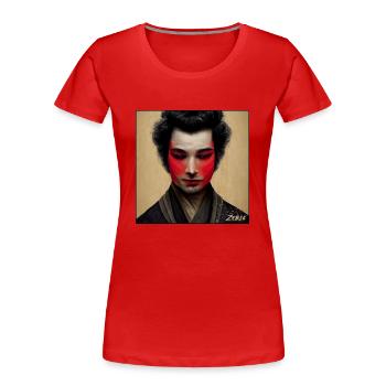the ronin - T-shirt bio Premium Femme - rouge - Devant - Mia (176cm)