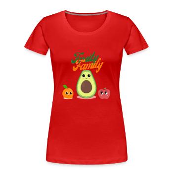 Fruity Family Légumes Fruits Végétaliens - T-shirt bio Premium Femme - rouge - Devant - Mia (176cm)