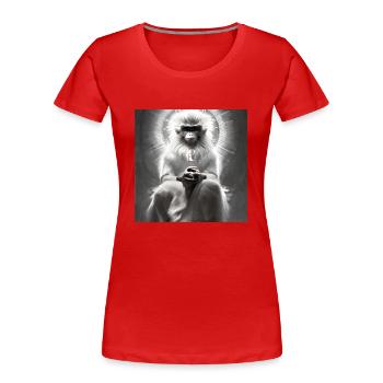 Series: Wise Monkey - Women's Premium Organic T-Shirt - red - Front - Mia (176cm)
