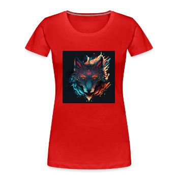 Abstrakter Wolfskopf - Frauen Premium Bio T-Shirt - Rot - Vorne - Mia (176cm)