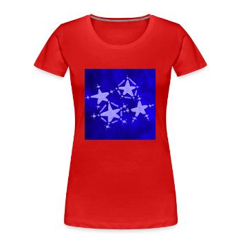 4 BLAUE STERNE - Frauen Premium Bio T-Shirt - Rot - Vorne - Mia (176cm)