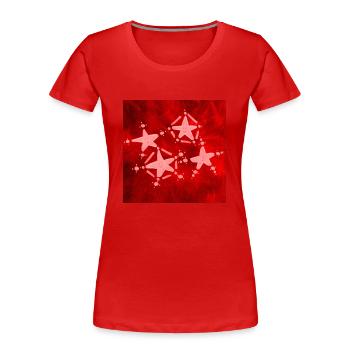 4 ROTE STERNE - Frauen Premium Bio T-Shirt - Rot - Vorne - Mia (176cm)