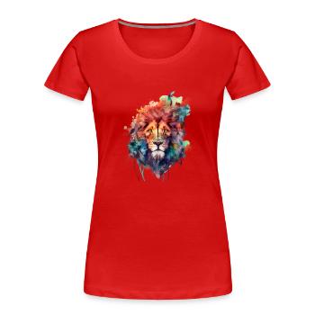 01 Zodiac sign Leo ornament watercolor head - Women's Premium Organic T-Shirt - red - Front - Mia (176cm)