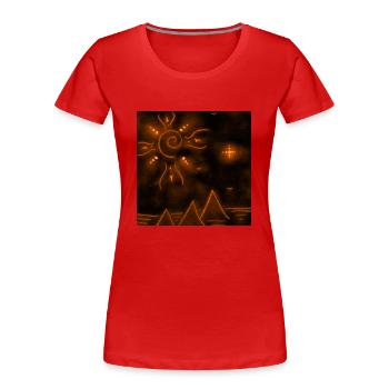 SONNEN- UND ORANGEFARBENE PYRAMIDEN - Frauen Premium Bio T-Shirt - Rot - Vorne - Mia (176cm)