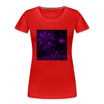 SONNE UND LILA PYRAMIDEN - Frauen Premium Bio T-Shirt - Rot - Vorne - Mia (176cm)