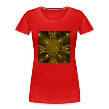 SUNNY YELLOW MANDALA - Women's Premium Organic T-Shirt - red - Front - Mia (176cm)