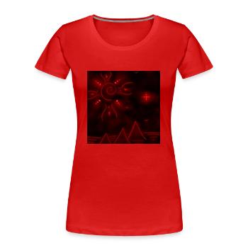 SONNE UND ROTE PYRAMIDEN - Frauen Premium Bio T-Shirt - Rot - Vorne - Mia (176cm)