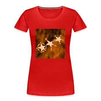 TROIS ÉTOILES ORANGE - T-shirt bio Premium Femme - rouge - Devant - Mia (176cm)