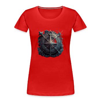 Ancre maritime avec boussole de navigation cool - T-shirt bio Premium Femme - rouge - Devant - Mia (176cm)