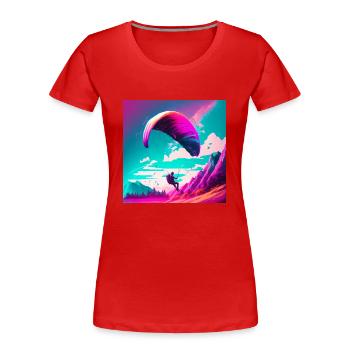 Paragliders in retrowave style - Women's Premium Organic T-Shirt - red - Front - Mia (176cm)