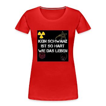 Das Leben (Kein Schwanz) | ZWEI - Frauen Premium Bio T-Shirt - Rot - Vorne - Mia (176cm)