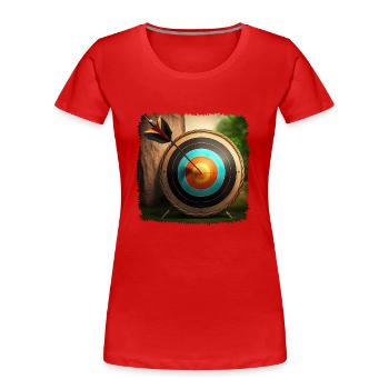 Le tir à l'arc nécessite une grande précision - T-shirt bio Premium Femme - rouge - Devant - Mia (176cm)