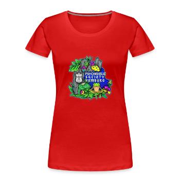 Psychedelic Society Hamburg - Frauen Premium Bio T-Shirt - Rot - Vorne - Mia (176cm)