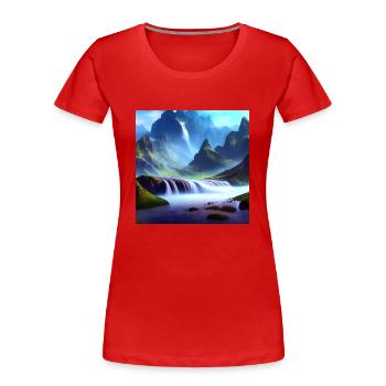 Cascade et Berge_01 - T-shirt bio Premium Femme - rouge - Devant - Mia (176cm)