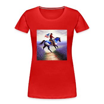 Cow-boy - T-shirt bio Premium Femme - rouge - Devant - Mia (176cm)