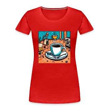 Kaffeeliebhaber - Frauen Premium Bio T-Shirt - Rot - Vorne - Mia (176cm)