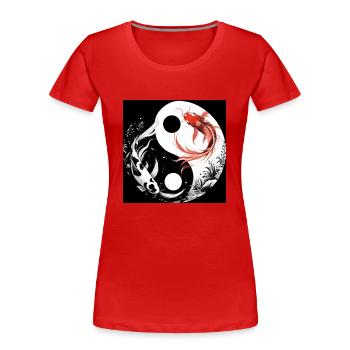 Le Yin et le Yang - T-shirt bio Premium Femme - rouge - Devant - Mia (176cm)