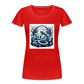 Schlange Friedhof Halloween - Frauen Premium Bio T-Shirt - Rot - Vorne - Mia (176cm)