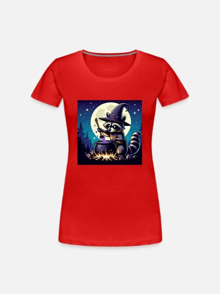 Raton laveur Halloween - T-shirt bio Premium Femme - rouge