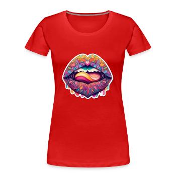 Lips are loving you - Frauen Premium Bio T-Shirt - Rot - Vorne - Mia (176cm)