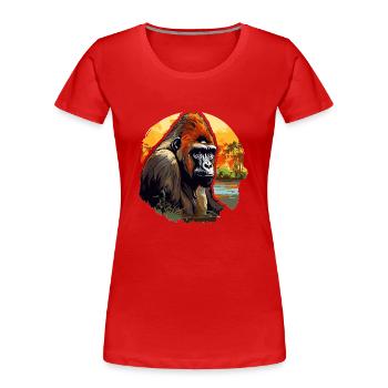 Gorilla Amazonas Motiv - Frauen Premium Bio T-Shirt - Rot - Vorne - Mia (176cm)