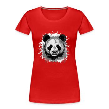 Panda Kopf Porträt Tier - Frauen Premium Bio T-Shirt - Rot - Vorne - Mia (176cm)