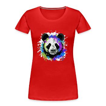 Panda Kopf Porträt Bunt - Frauen Premium Bio T-Shirt - Rot - Vorne - Mia (176cm)