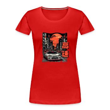 JDM Lancer Evo Vintage Street Racing - Women's Premium Organic T-Shirt - red - Front - Mia (176cm)