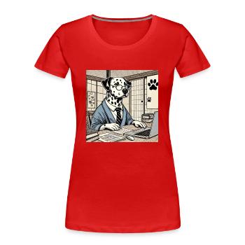 Damlmartiner am Schreibtisch - Ukiyo-e Stil - Frauen Premium Bio T-Shirt - Rot - Vorne - Mia (176cm)