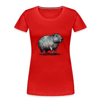 Cabybara - T-shirt bio Premium Femme - rouge - Devant - Mia (176cm)