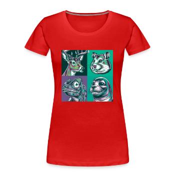 Sourire Animal Salamandre Sceau Cerf Halloween - T-shirt bio Premium Femme - rouge - Devant - Mia (176cm)