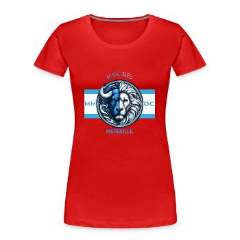 Marseille fanzone OM supporters Armoiries Emblème - T-shirt bio Premium Femme - rouge - Devant - Mia (176cm)