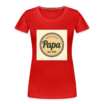 Flux Dev A worn retroinspired logo papa since 2025 - Frauen Premium Bio T-Shirt - Rot - Vorne - Mia (176cm)