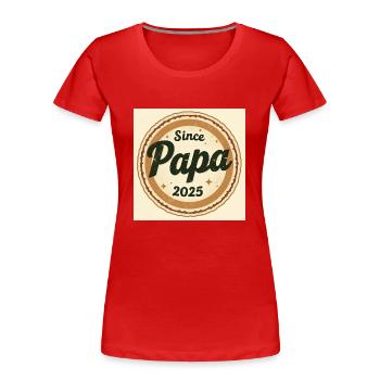 Flux Dev A worn retroinspired logo badge featur 1 - Frauen Premium Bio T-Shirt - Rot - Vorne - Mia (176cm)