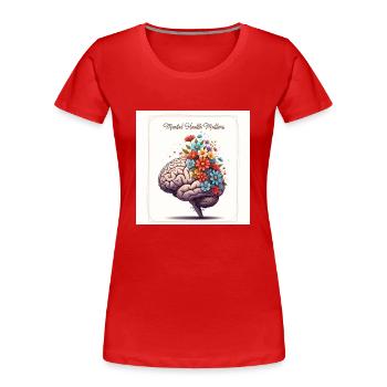 Brain Bloom: Mental Wellness Art - T-shirt bio Premium Femme - rouge - Devant - Mia (176cm)