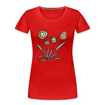 bunte Blumen - Frauen Premium Bio T-Shirt - Rot - Vorne - Mia (176cm)