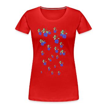 blaue rose,n,rosen,rose,ranke,blumen,floral - Frauen Premium Bio T-Shirt - Rot - Vorne - Mia (176cm)