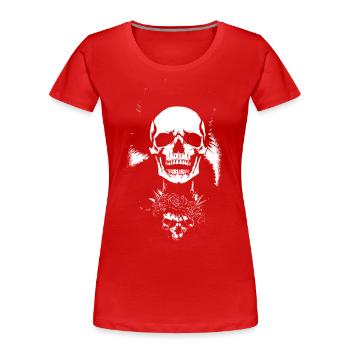 Horror-Fan-Schädel mit Mohawk Crazy Punkrocker Wortspiel - Frauen Premium Bio T-Shirt - Rot - Vorne - Mia (176cm)