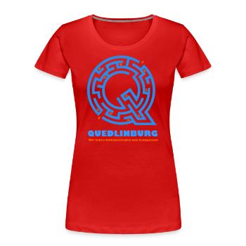 Quedlinburg (Straßen-Edition) - Frauen Premium Bio T-Shirt - Rot - Vorne - Mia (176cm)