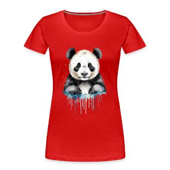 Verspieltes Panda Aquarell - Frauen Premium Bio T-Shirt - Rot - Vorne - Mia (176cm)