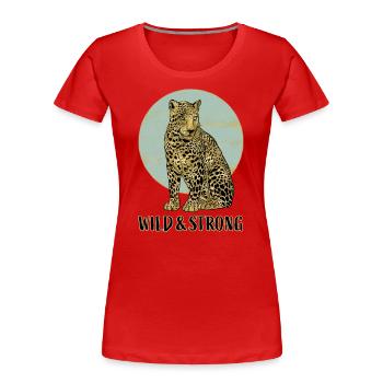 Leopard. Wild and Strong. - Women's Premium Organic T-Shirt - red - Front - Mia (176cm)